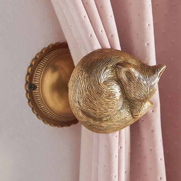 Anthropologie Sleeping Fox Curtain Tieback - Brass - Picture 2 of 3